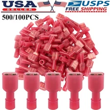 500PCS Red Fully Insulated Female Electrical Spade Crimp Connectors Terminals