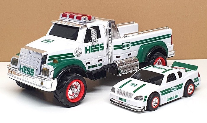 Hess Appx 30cm Long HES30 - Toy Truck & Race Car With Lights - White/Green