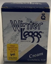 Vintage Winter Leggs Cream Control Top Pantyhose Size Q New Old Stock