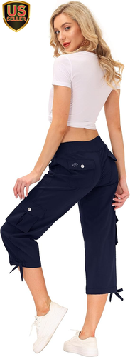 Women'S Cargo Capris Hiking Pants Lightweight Quick Dry Outdoor Athletic Travel - Picture 6 of 6