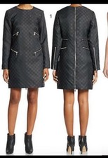 $795 2 4 xs s NEW Marc Jacobs zipper dress Zip Detail Check motorcycle chess