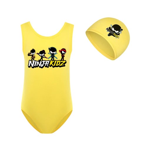 NINJA KIDZ Swimsuit Swimwear Swimwear Toddler one-piece Swimsuit+ cap girl new - Picture 22 of 56
