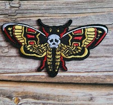 Dark Skull Deaths Head Moth Gothic Witchy Embroidered Iron on Patch