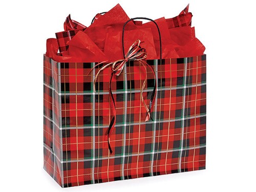 RED TARTAN PLAID Design Gift Paper Gloss Bag Choose Size & Package Amount - Picture 4 of 4