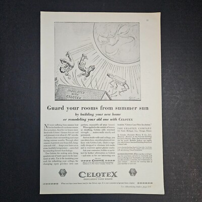 1930 Celotex Insulating Cane Board Full Page Black & White Vintage Print Ad