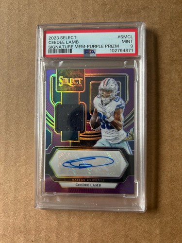 2021 Prizm Select CeeDee Lamb Purple Prizm Patch Auto /49 PSA 9 #SMCL