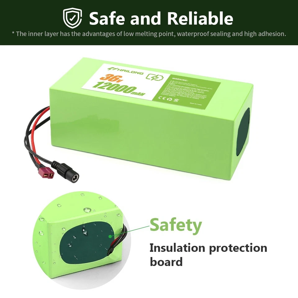 Batería Verde 36V 12AH Batería Scooter Eléctrico ebike Batería con Cargador Foto 2 de 4