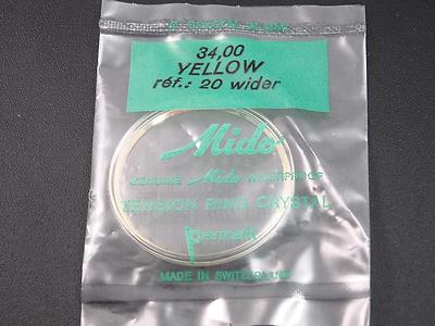 Vintage Ref#20 wider 34mm Mido Watch Crystal Yellow Tension Rng Watrprf Permafit
