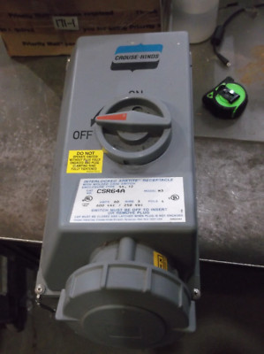 CROUSE HINDS CSR64A INTERLOCKED ARKTITE RECEPTACLE 60A 4P 600 VAC (411 ...
