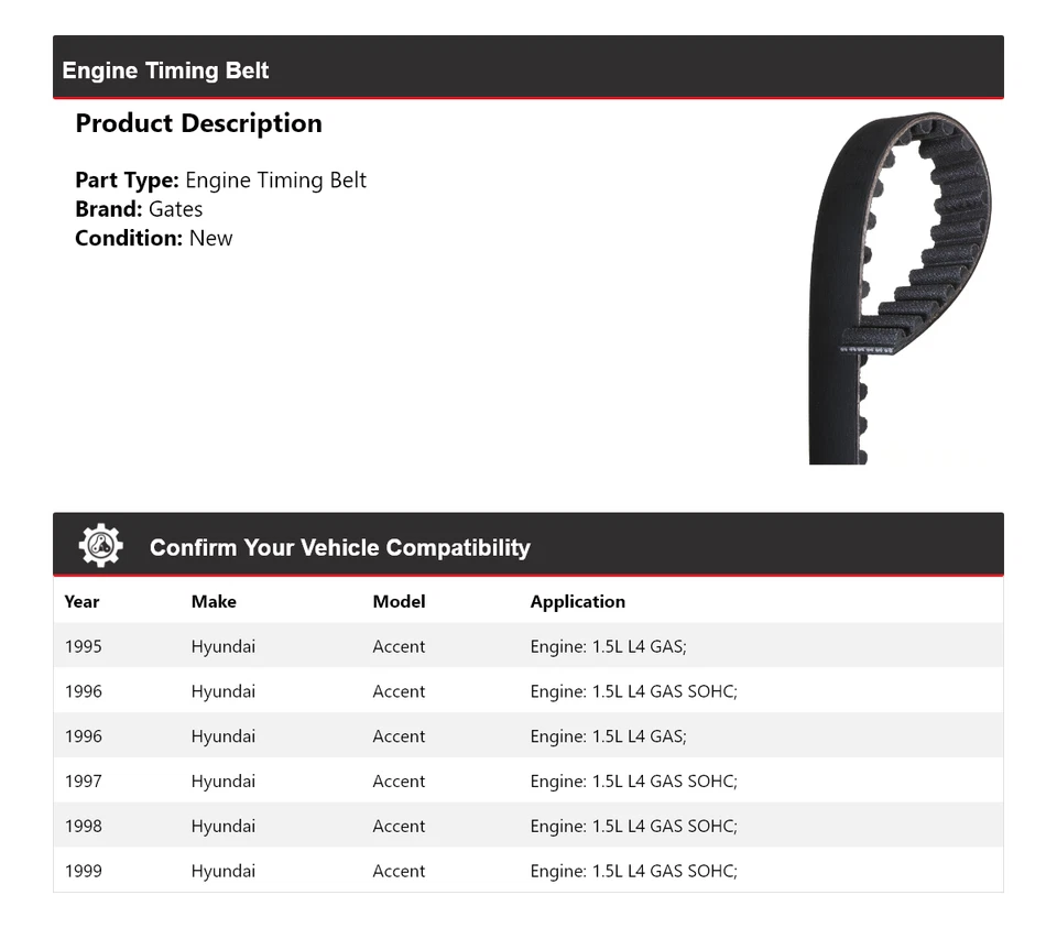 Puertas de correa de distribución del motor Hyundai Accent 1995-1999 1996 1997 1998 Foto 2 de 4