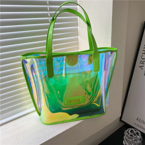Womens Handbag Transparent Beach Shoulder Bag Clear Jelly Purse Clutch Pvc Tot - Picture 16 of 16