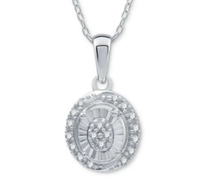 Macy's Diamond Oval Cluster Pendant Sterling Silver 18" Necklace, 1/6 ct. t.w.