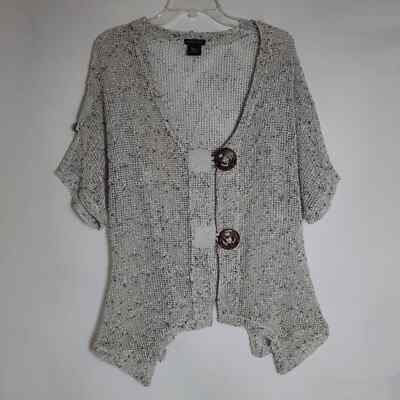 Katie Todd Women's Size Small Crochet Knit Button Front Sheer Sweater Top