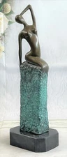 Aldo Vitaleh Abstract Modern Gift Bronze Sculpture Marble Statue Nude Deco Girl