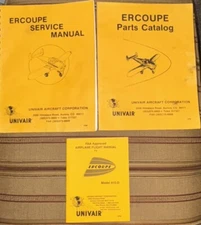 3 Lot Ercoupe Service Manual Parts Catalog Flight manual 415-D
