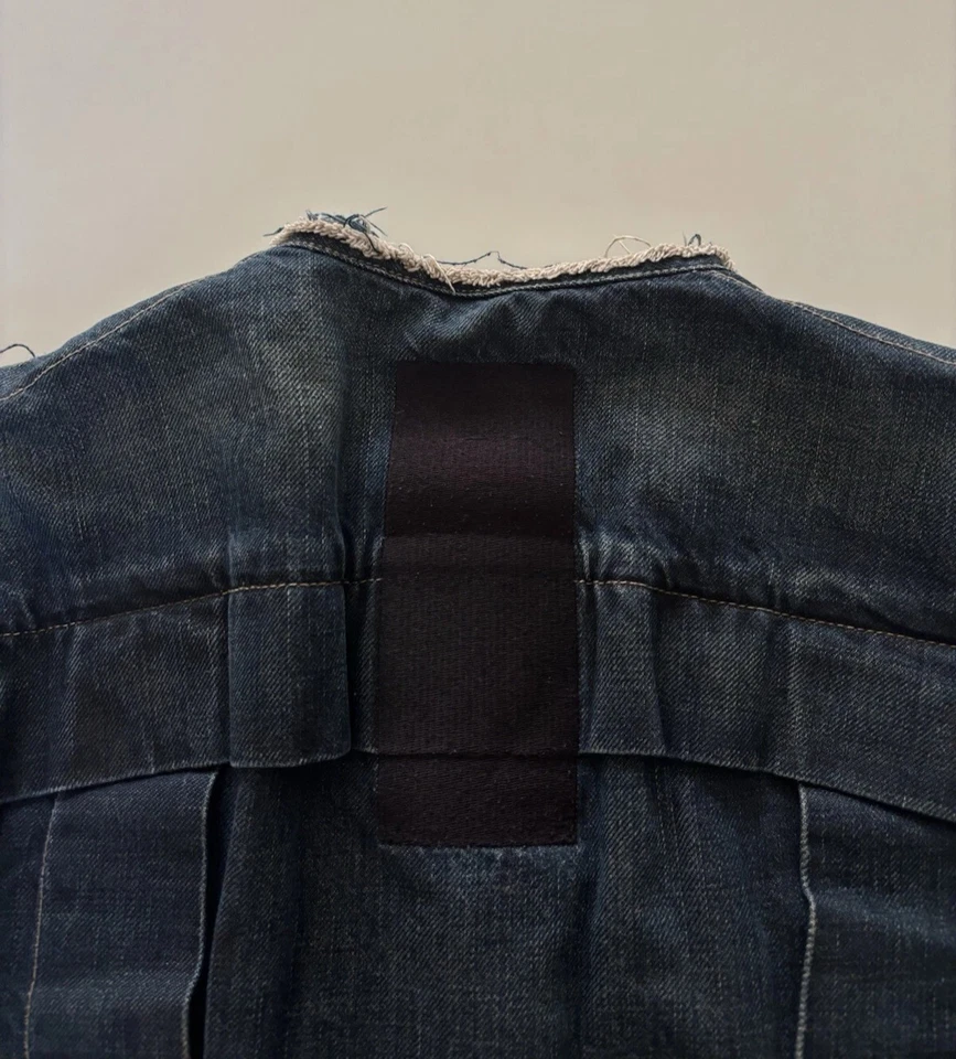 Chaqueta de mezclilla encerada Rick Owens SLAB AW01 reconstruida destruida para hombre pequeña S Foto 4 de 4