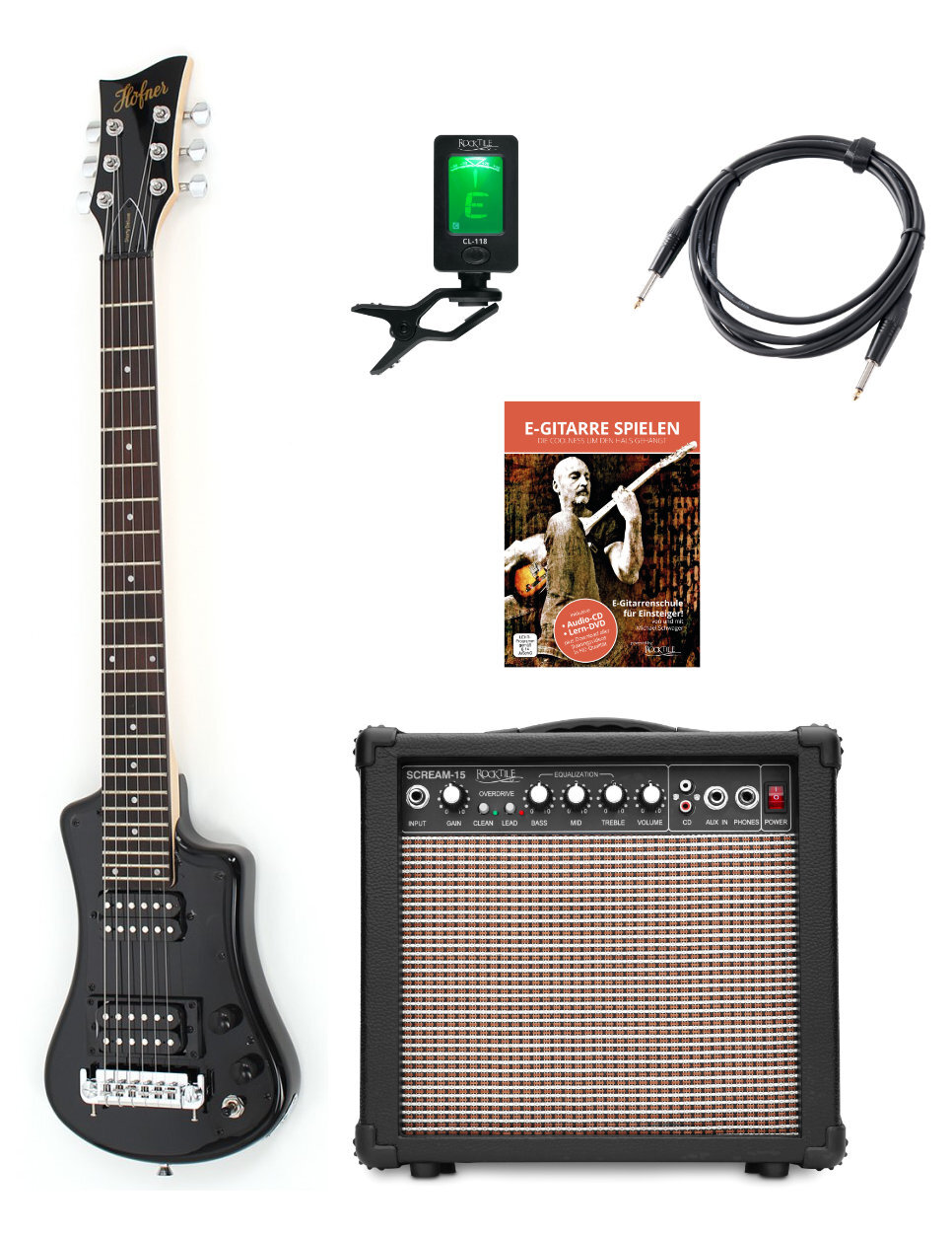 Комплект Hfner Shorty Deluxe BK Set - Миниатюрный Хамбакер E-Gitarre Gigbag Gurt Zubehr 44290₽