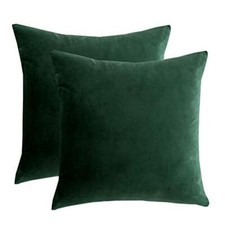Velvet Decorative Throw Pillow Covers Cushion Cover 18" x 18" 2pcs Dark Green
