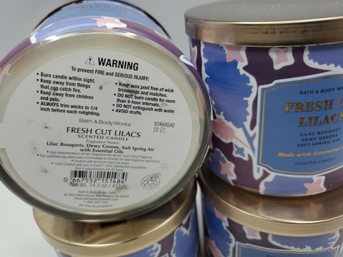 (4) Bath & Body Works 3-Docht-Kerzen 14,5 Unzen FRISCHER SCHNITT FLIEDER - Bild 3 von 3