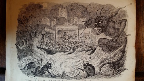 1832 ORIGINAL ANTIQUE SATIRICAL PRINT GEORGE CRUIKSHANK - THE FIENDS FRYING PAN - Picture 3 of 10