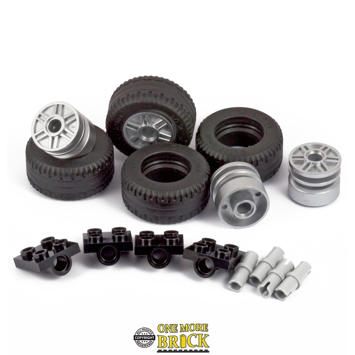 Large Tire Pack of SILVER Big thick tyres wheels (3cm