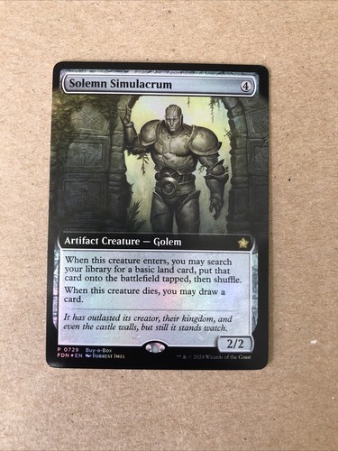 MTG magic cards 1x Solemn Simulacrum Foil borderless buy-a-box promo Unique!