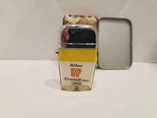Vintage Scripto VU Lighter Atlas Transit  with Yellow Band New in Tin