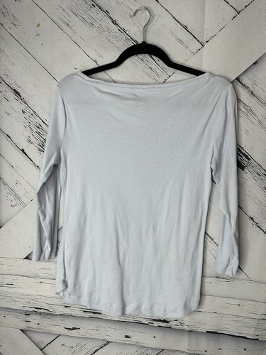 Suéter Top Ann Taylor Loft Para Mujer Azul Claro Tejido Mediano Elegante - Imagen 4 de 6