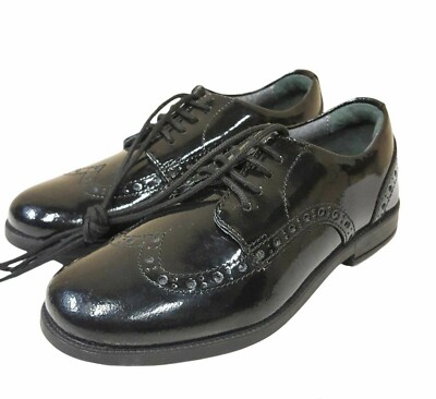 START-RITE Schnürschuhe Schul Brogue Schuhe - Schwarz Lack UK 8F, EU 42F S15