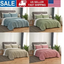 3 Piece Chunky Knit Bed Blanket Reversible King Queen- Summer Cooling Blankets