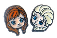 Frozen Sisters Anna and Elsa Enamel Filled Metal Stud Earrings