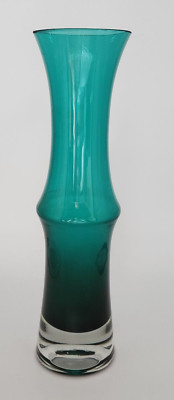 7.4 Aseda Sweden Glasvase Türkis Bo Borgström H: 28 cm Riihimäki Finland ?