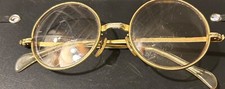 Vintage Large Round Frame Prescription Bifocal Glasses With Goldtone Metal Frame