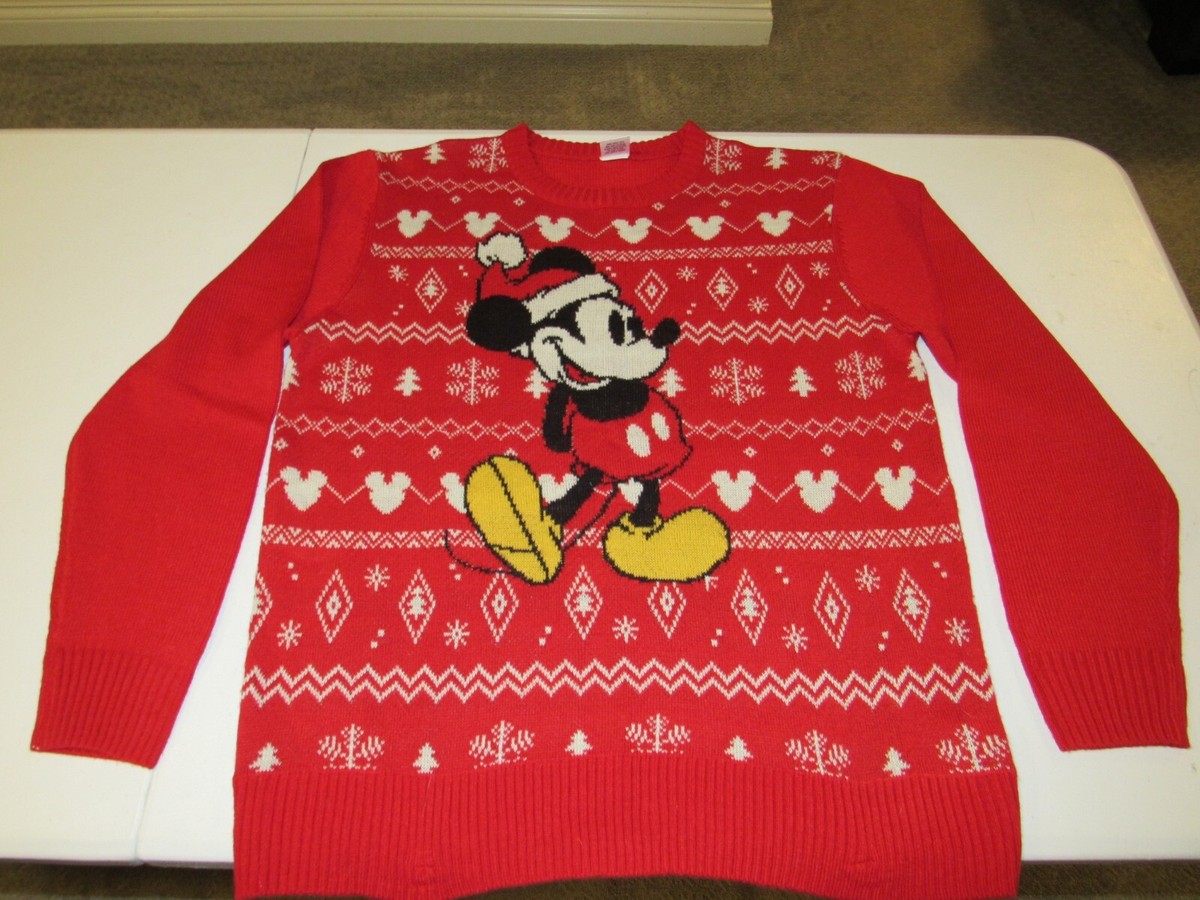 Disney Mickey Mouse Ugly Christmas Sweater Men's Red Size XL