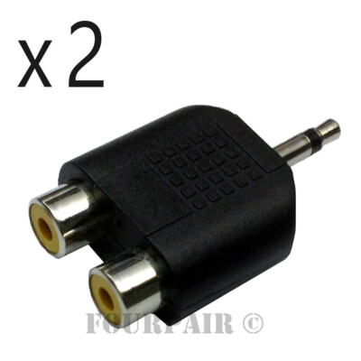 2 Pack - Dual RCA Female Jacks to 3.5mm 1/8'' Mono Male Y Splitter Audio Adapter