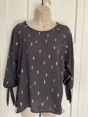 Papermoon junior size M scoop neck elbow length sleeve with tie blouse
