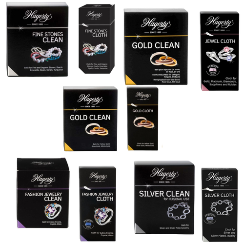 Hagerty Jewellery Cleaning Solution & Cloth Gold Silver Diamond Stones