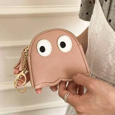 Real Leather Mini Creative Cartoon Zipper Wallet Cute Keychain Coin Purse Womens