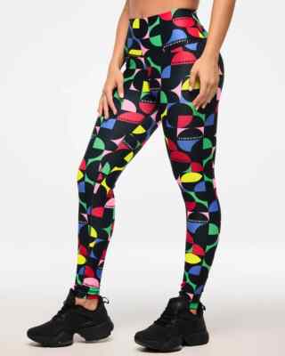 Zumba Haus High Waisted Ankle Leggings ~ Multi ~ XS ~  New! Free Ship!
