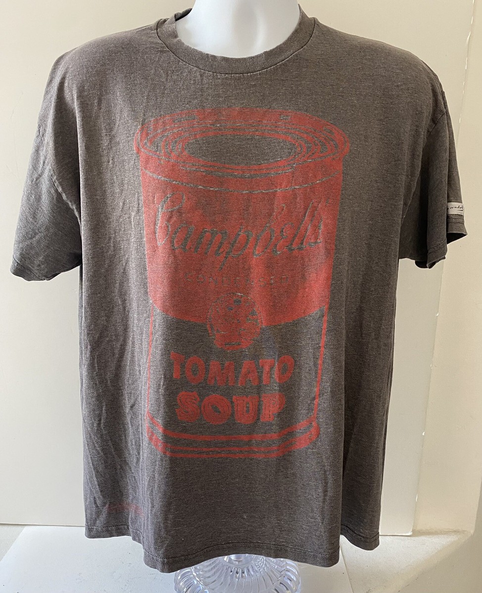 Rare Vintage Andy Warhol Tomato Soup Can 2K T-shirt Gray Size