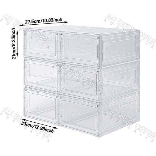6X Premium Sneaker Shoe Box Clear Display Case Plastic Stackable Magnetic AUS - Picture 2 of 10