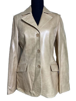 Women s XS Leather  Blazer Ivory  Bella Bicchi Leather Made In Turkey Vintage