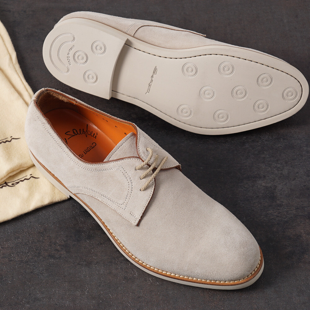 SAOLA Santoni Fatte a Mano Calf Suede Derby con suola leggera US 8 Scarpe