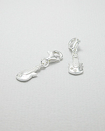 Sterling Silver Electric Guitar Charm Bracelet Pendant Necklace w/ Lobster Clasp - Picture 1 of 2