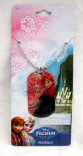 Disney Frozen Anna Radiant Heart 2"H Dog Tag Pendent 18" Ball Chain Necklace-New