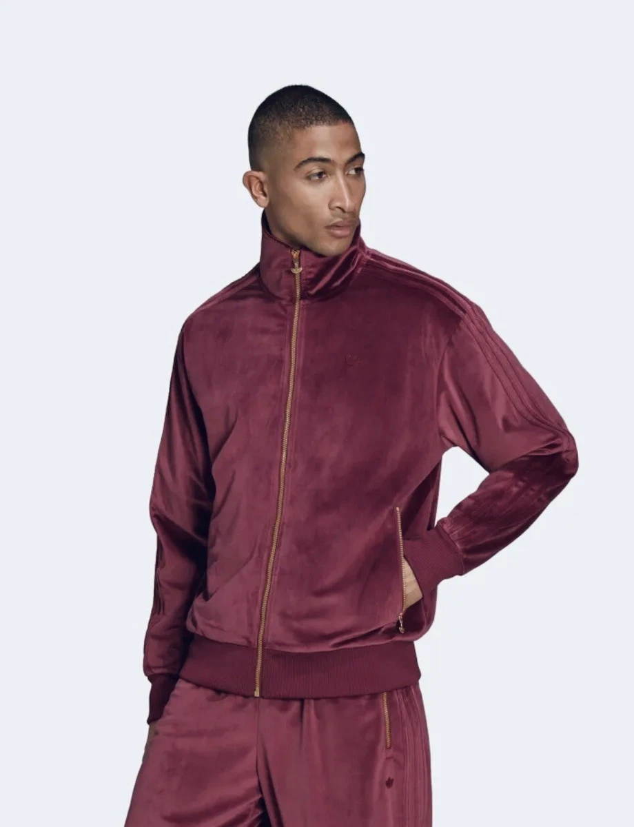 Adidas Adicolor Burgundy Velour Track Jacket Unisex Size S | eBay