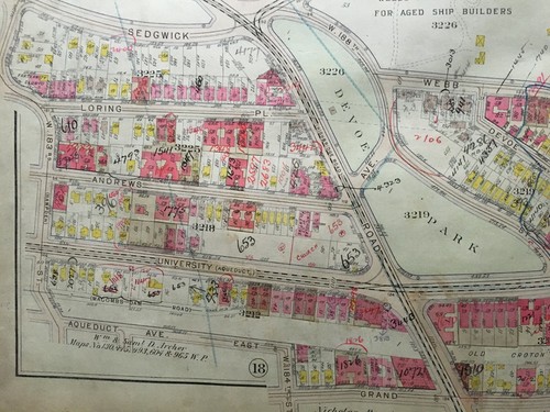 1911 UNIVERSITY HEIGHTS BRONX NY DEVOE PARK R.C. MAPPA ATLANTE ASILO ORFANO - Foto 2 di 5