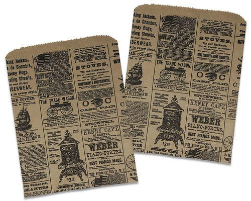 6x9, 8x12, 12x15 Zeitungspapiertüten, Vintage, rustikale Kraft Zeitung Geschenktüten - Bild 24 von 39