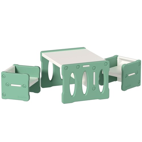 Keezi 3 Piece Kids Table and Chairs Activity Study Desk Children Furniture HDPE - Picture 2 of 8