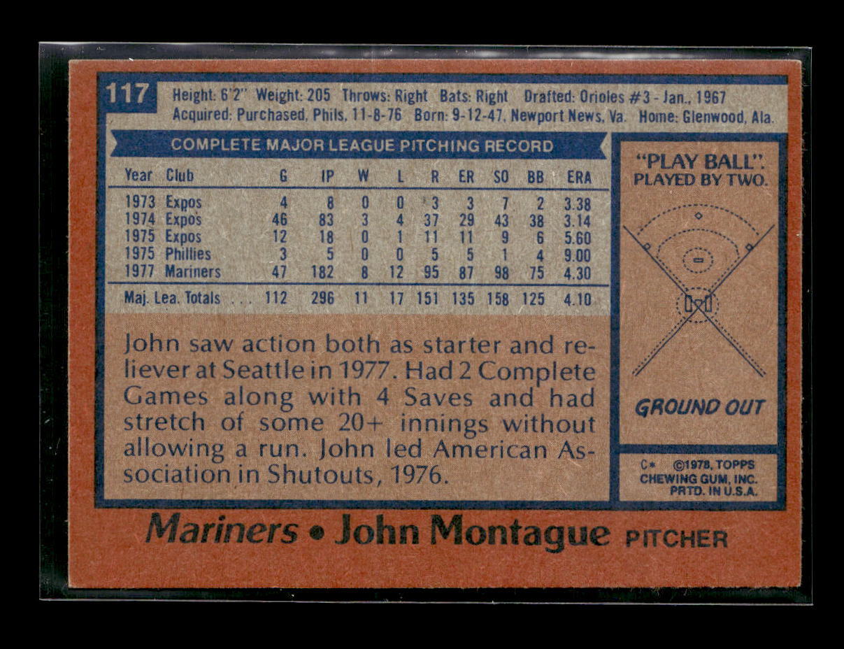 1978 Topps #117 John Montague